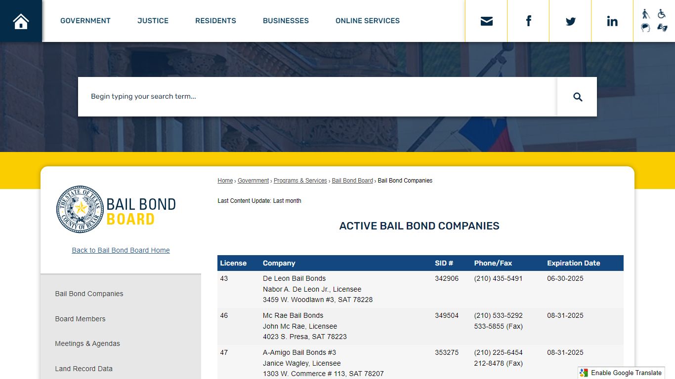 Bail Bond Companies | Bexar County, TX - Official Website